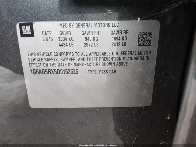 Aukcja sprzedaży 2013 Cadillac Ats Standard, vin: 1G6AG5RX5D0153625, numer aukcji: 44449259