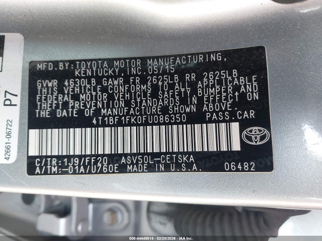 Toyota CAMRY SE 2015 4T1BF1FK0FU086350 Image 9