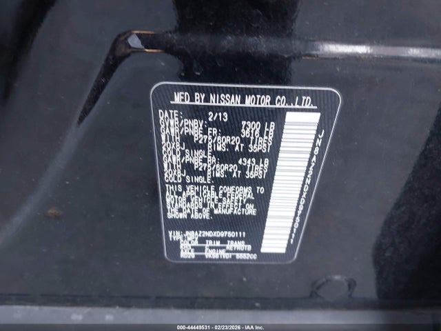 Продажа на аукционе авто 2013 Infiniti Qx56, vin: JN8AZ2NDXD9750111, номер лота: 44449531
