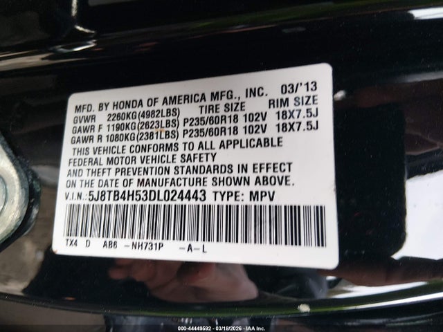 Продажа на аукционе авто 2013 Acura Rdx, vin: 5J8TB4H53DL024443, номер лота: 44449592