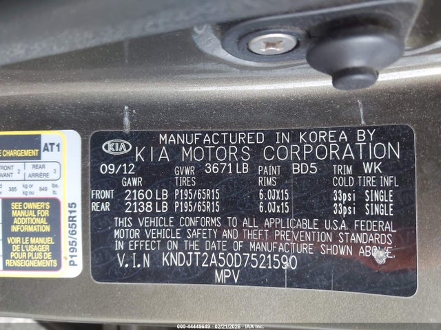 2013 KIA SOUL KNDJT2A50D7521590 Photo 8