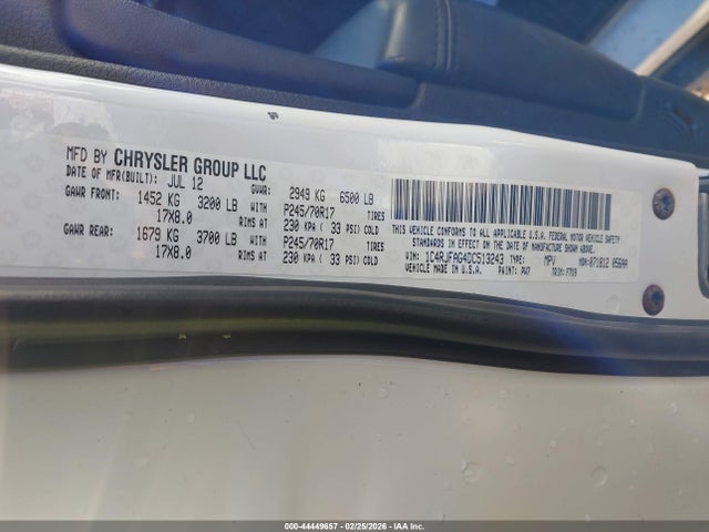 Aukcja sprzedaży 2013 Jeep Grand Cherokee Laredo, vin: 1C4RJFAG4DC513243, numer aukcji: 44449657