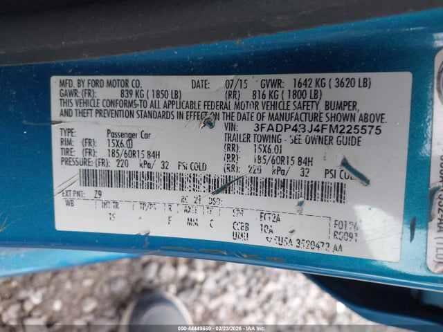 Ford FIESTA SE 2015 3FADP4BJ4FM225575 Image 9