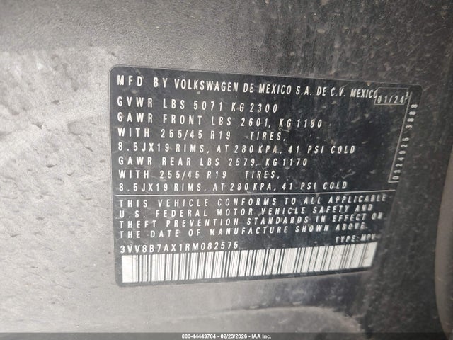 2024 VOLKSWAGEN TIGUAN 3VV8B7AX1RM082575 Photo 8