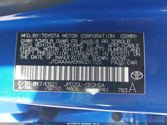 2021 TOYOTA MIRAI JTDAAAAA5MA001725 Photo 8