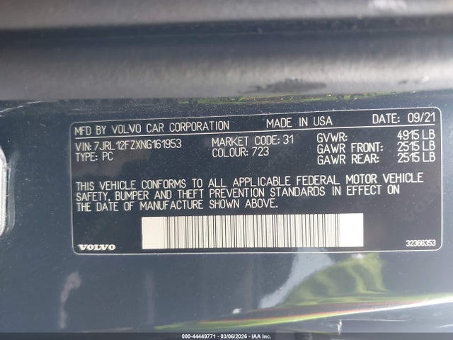 2022 VOLVO S60 7JRL12FZXNG161953 Photo 8