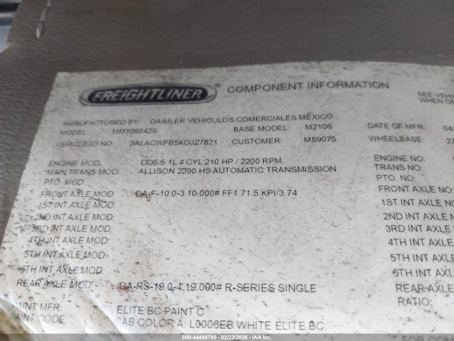 3ALACWFB5KDJZ7821 Freightliner M2 106