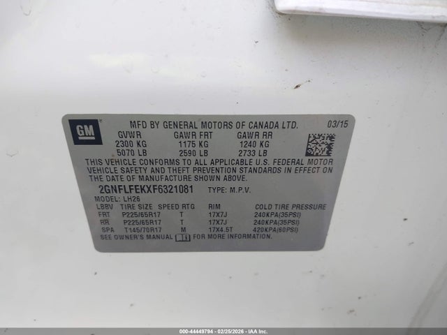 2GNFLFEKXF6321081 Chevrolet EQUINOX 1LT