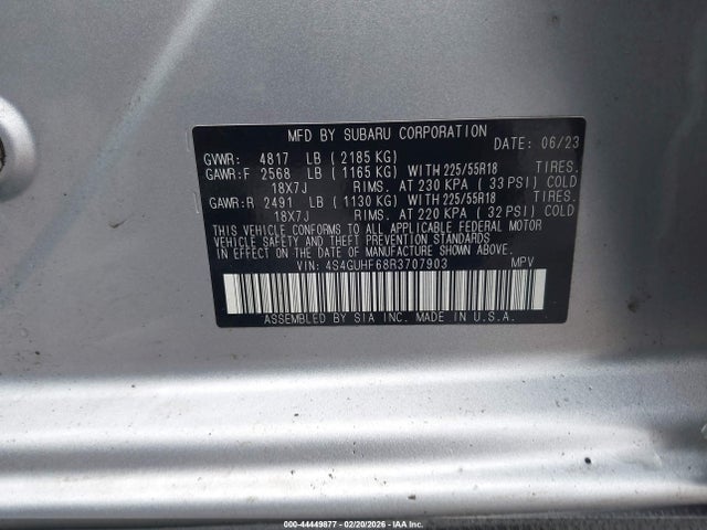 4S4GUHF68R3707903 Subaru Crosstrek Sport