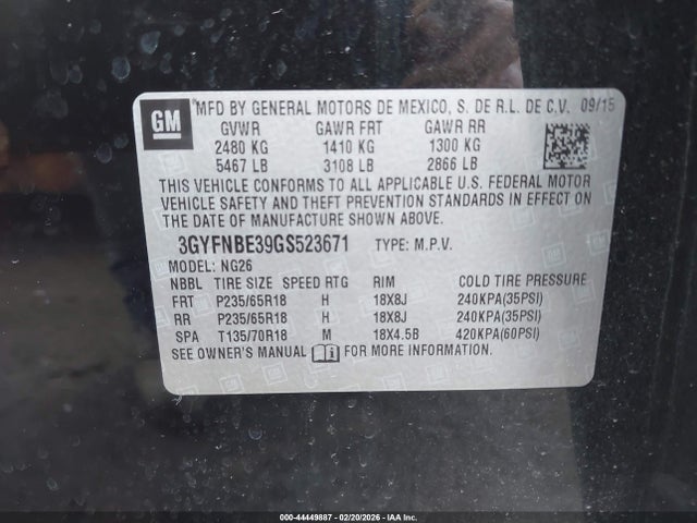 2016 CADILLAC SRX 3GYFNBE39GS523671 Photo 8