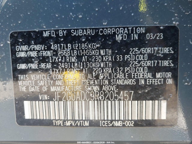 2024 Subaru Crosstrek Premium მანქანა იყიდება აუქციონზე, vin: JF2GUADC9R8205457, აუქციონის ნომერი: 44449931