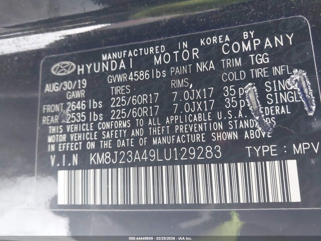 2020 HYUNDAI TUCSON KM8J23A49LU129283 Photo 8
