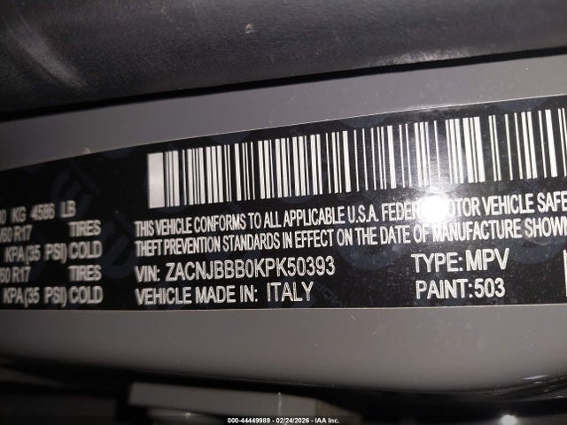 Aukcja sprzedaży 2019 Jeep Renegade Altitude 4x4, vin: ZACNJBBB0KPK50393, numer aukcji: 44449989