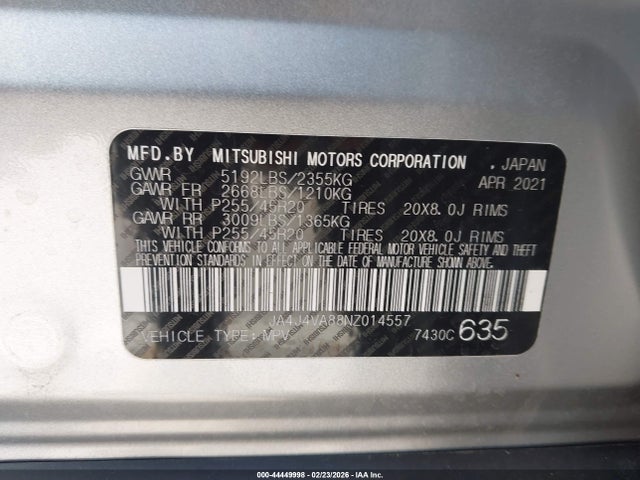 2022 MITSUBISHI OUTLANDER JA4J4VA88NZ014557 Photo 8