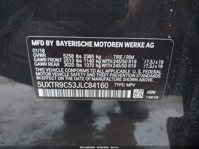 2018 BMW X3 5UXTR9C53JLC84160 Photo 8