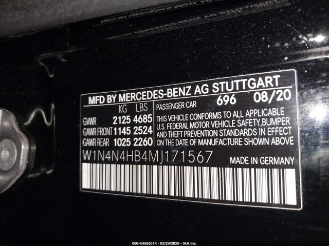 Aukcja sprzedaży 2021 Mercedes-benz Gla 250 4matic, vin: W1N4N4HB4MJ171567, numer aukcji: 44450014