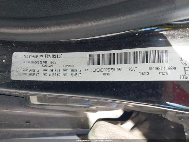 Aukcja sprzedaży 2015 Chrysler 200 Limited, vin: 1C3CCCAB3FN733729, numer aukcji: 44450020