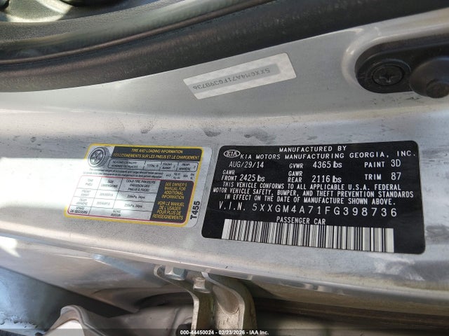 Продажа на аукционе авто 2015 Kia Optima Lx, vin: 5XXGM4A71FG398736, номер лота: 44450024