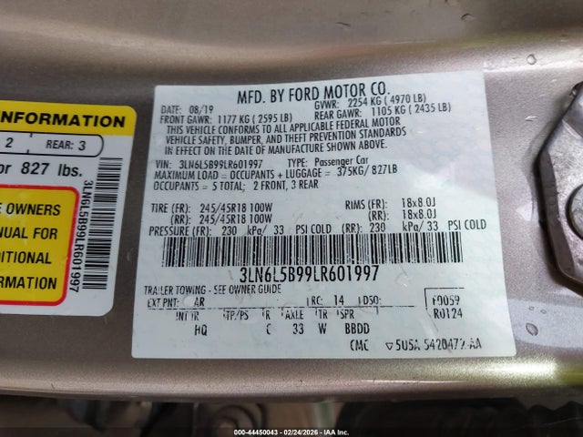 2020 LINCOLN MKZ 3LN6L5B99LR601997 Photo 8