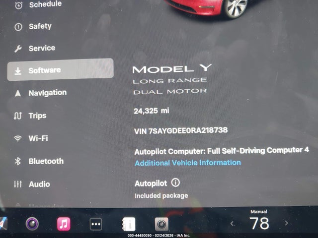 Aukcja sprzedaży 2024 Tesla Model Y Long Range Dual Motor All-wheel Drive, vin: 7SAYGDEE0RA218738, numer aukcji: 44450090