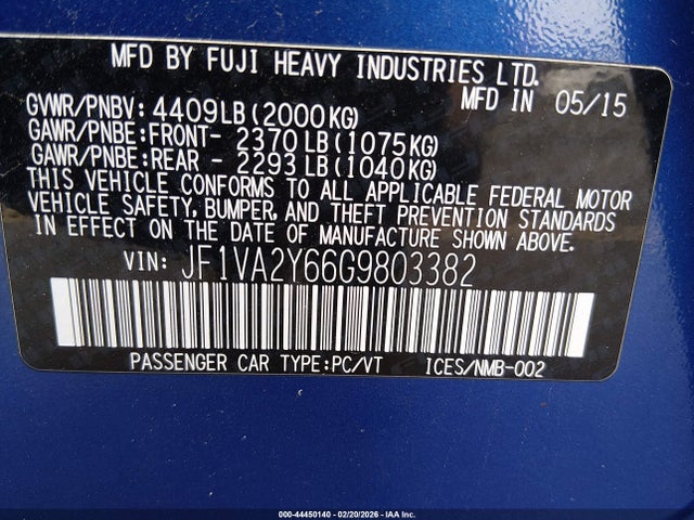 2016 SUBARU WRX STI JF1VA2Y66G9803382 Photo 8