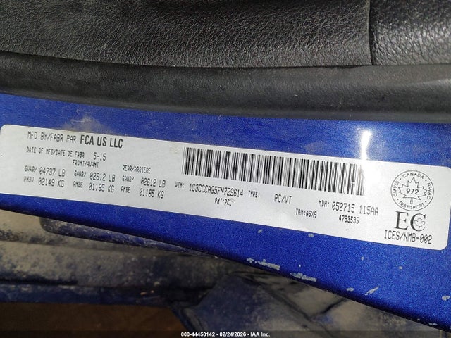 2015 Chrysler 200 Limited მანქანა იყიდება აუქციონზე, vin: 1C3CCCAG5FN729614, აუქციონის ნომერი: 44450142