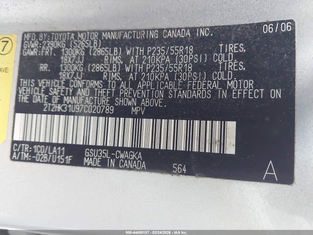 Продаж на аукціоні авто 2007 Lexus Rx 350, vin: 2T2HK31U97C020789, номер лоту: 44450157