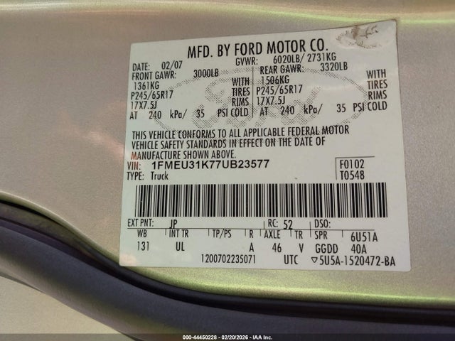 2007 FORD EXPLORER SPORT TRAC 1FMEU31K77UB23577 Photo 8