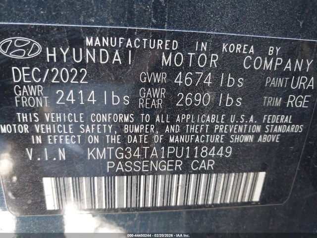 Продажа на аукционе авто 2023 Genesis G70 2.0t Rwd, vin: KMTG34TA1PU118449, номер лота: 44450244