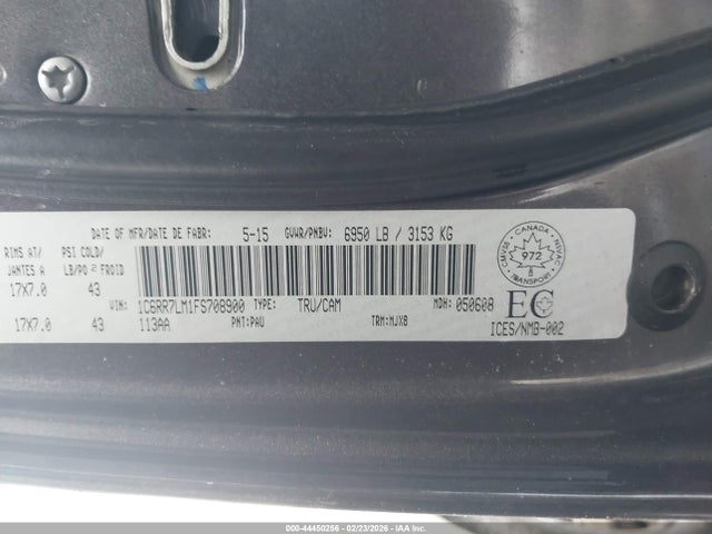 2015 Ram 1500 Slt მანქანა იყიდება აუქციონზე, vin: 1C6RR7LM1FS708900, აუქციონის ნომერი: 44450256