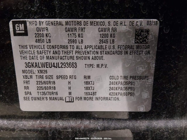 Aukcja sprzedaży 2018 Gmc Terrain Slt Diesel, vin: 3GKALWEU4JL293663, numer aukcji: 44450276