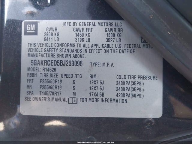 Aukcja sprzedaży 2011 Buick Enclave 2xl, vin: 5GAKRCED5BJ253096, numer aukcji: 44450319