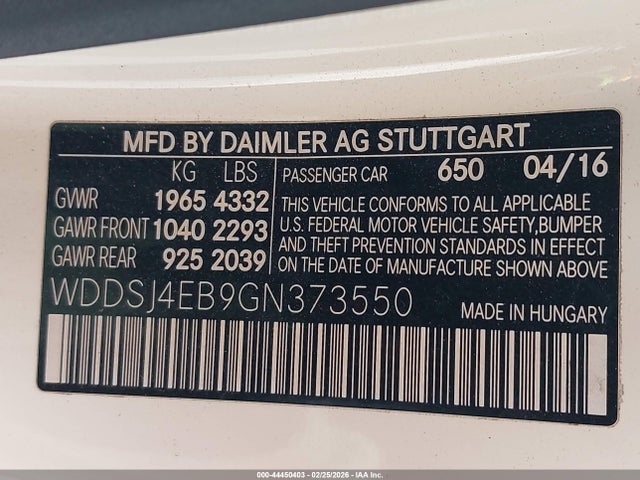 Продажа на аукционе авто 2016 Mercedes-benz Cla 250, vin: WDDSJ4EB9GN373550, номер лота: 44450403