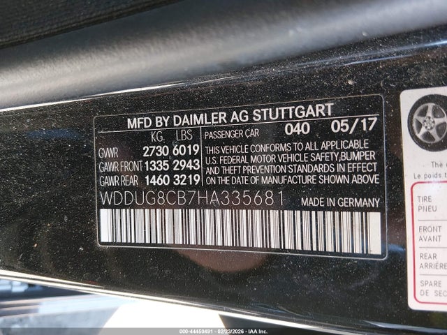 44450491 :رقم المزاد ، WDDUG8CB7HA335681 vin ، 2017 Mercedes-benz S 550 مزاد بيع