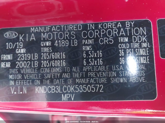 KNDCB3LC0K5350572 KIA NIRO LX