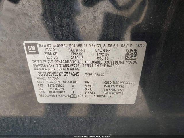 Продаж на аукціоні авто 2015 Gmc Sierra 1500 Denali, vin: 3GTU2WEJXFG514345, номер лоту: 44450598