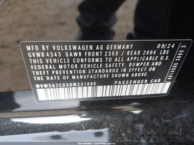 44450601 :رقم المزاد ، WVW3A7CDXRW231886 vin ، 2024 Volkswagen Golf Gti 2.0t Se مزاد بيع