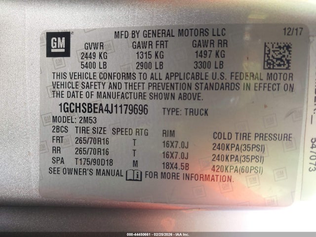 Chevrolet Colorado Wt 2018 1GCHSBEA4J1179696 Image 9