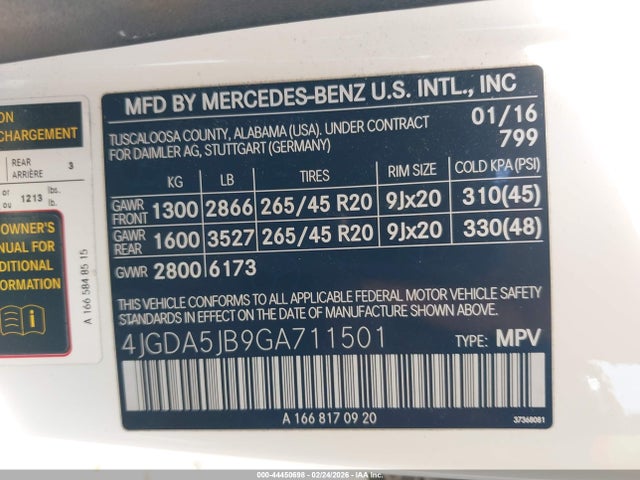Продажа на аукционе авто 2016 Mercedes-benz Gle 350, vin: 4JGDA5JB9GA711501, номер лота: 44450698