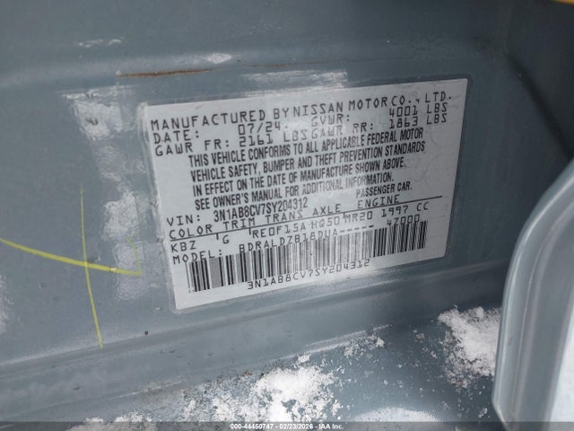 Продажа на аукционе авто 2025 Nissan Sentra Sv, vin: 3N1AB8CV7SY204312, номер лота: 44450747