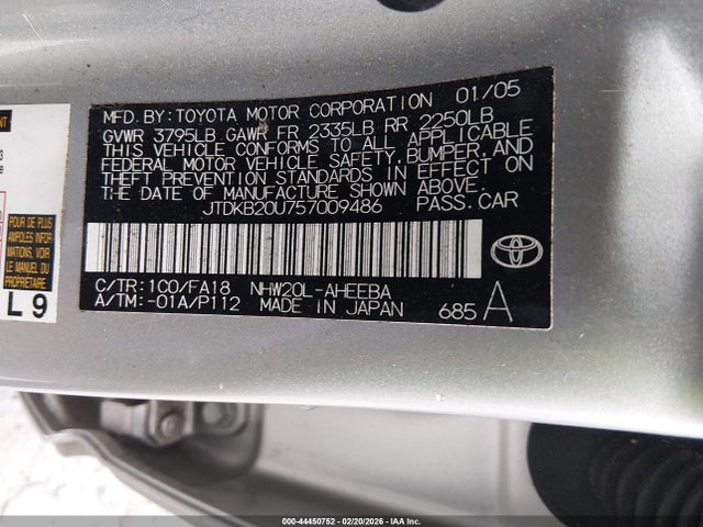2005 TOYOTA PRIUS JTDKB20U757009486 Photo 8