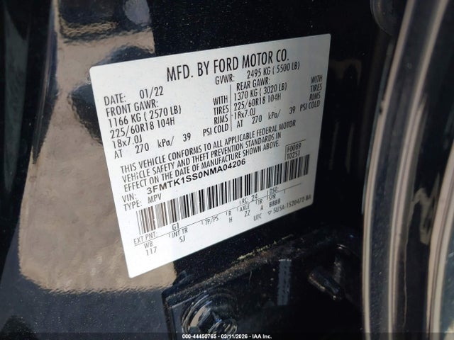 Ford Mustang Mach-e Select 2022 3FMTK1SS0NMA04206 Image 9