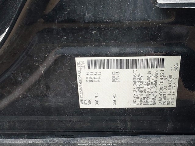 Продажа на аукционе авто 2021 Nissan Maxima Sv Xtronic Cvt, vin: 1N4AA6CV0MC504621, номер лота: 44450780