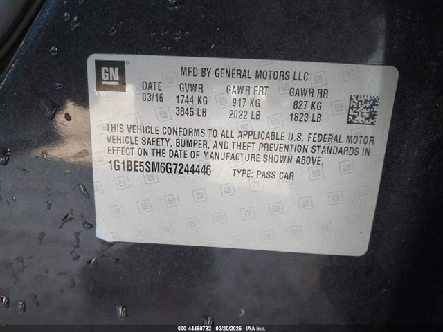 1G1BE5SM6G7244446 Chevrolet Cruze Lt Auto