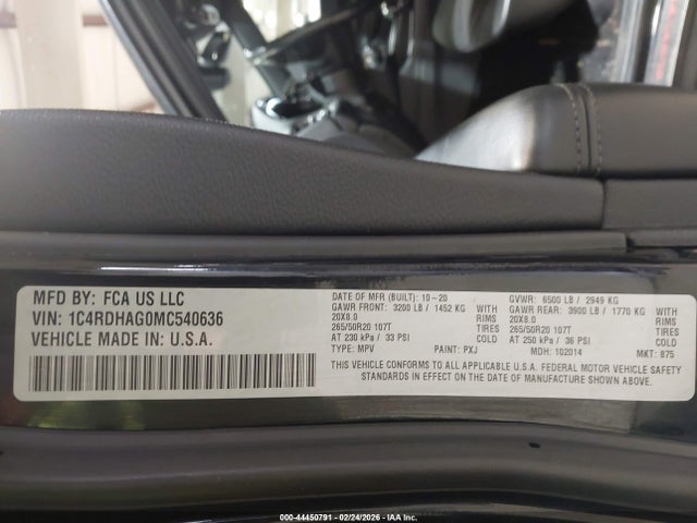 Aukcja sprzedaży 2021 Dodge Durango Sxt Plus Rwd, vin: 1C4RDHAG0MC540636, numer aukcji: 44450791