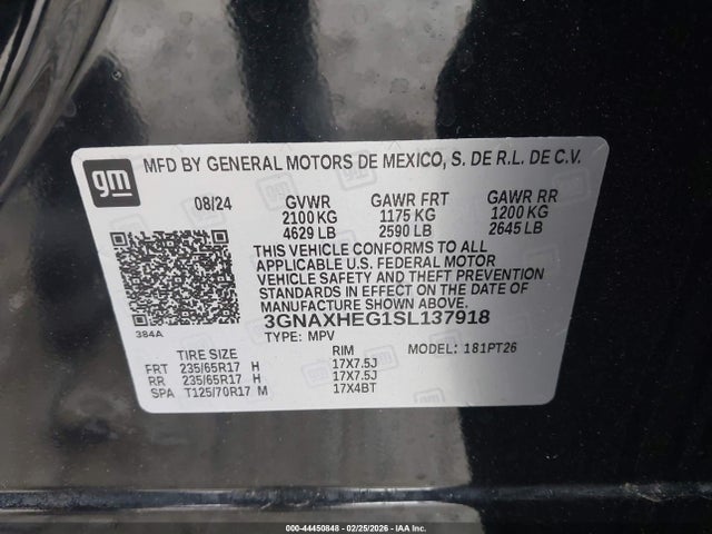 3GNAXHEG1SL137918 Chevrolet Equinox Fwd Lt