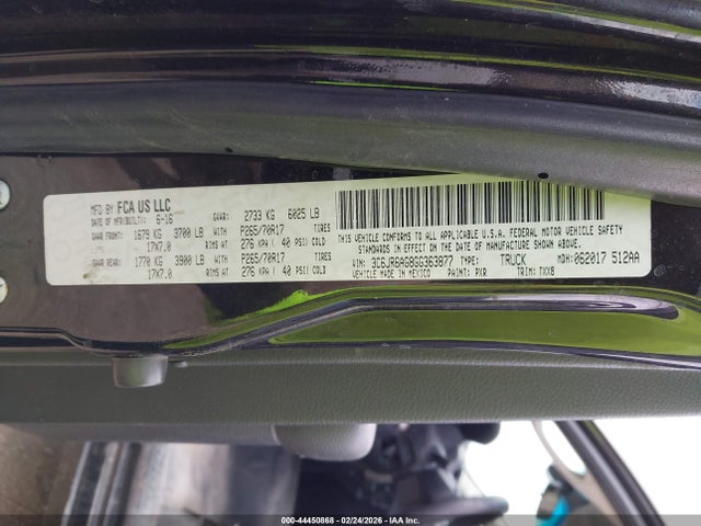 2016 Ram 1500 Tradesman მანქანა იყიდება აუქციონზე, vin: 3C6JR6AG8GG363877, აუქციონის ნომერი: 44450868