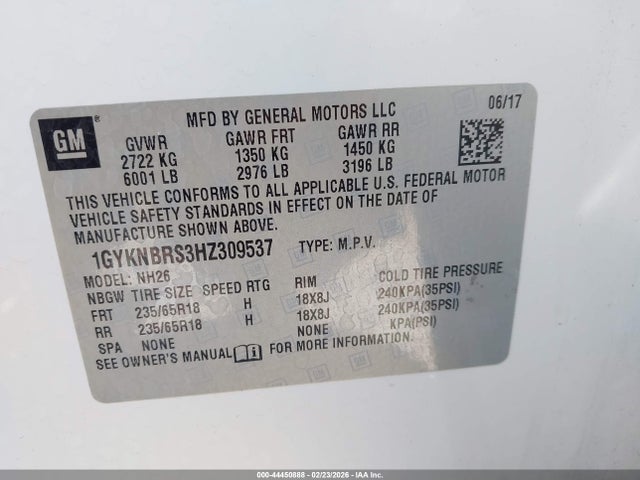 2017 CADILLAC XT5 1GYKNBRS3HZ309537 Photo 8