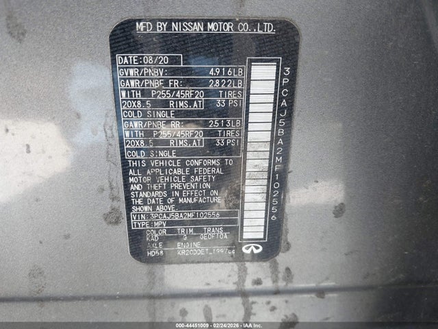 2021 INFINITI QX50 3PCAJ5BA2MF102556 Photo 8