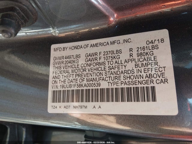 2019 ACURA TLX 19UUB1F58KA000539 Photo 8